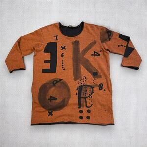 Kedziorek Tunic Sweater Womens Rust Lagenlook Bohemian Size EU 40 Oversized READ